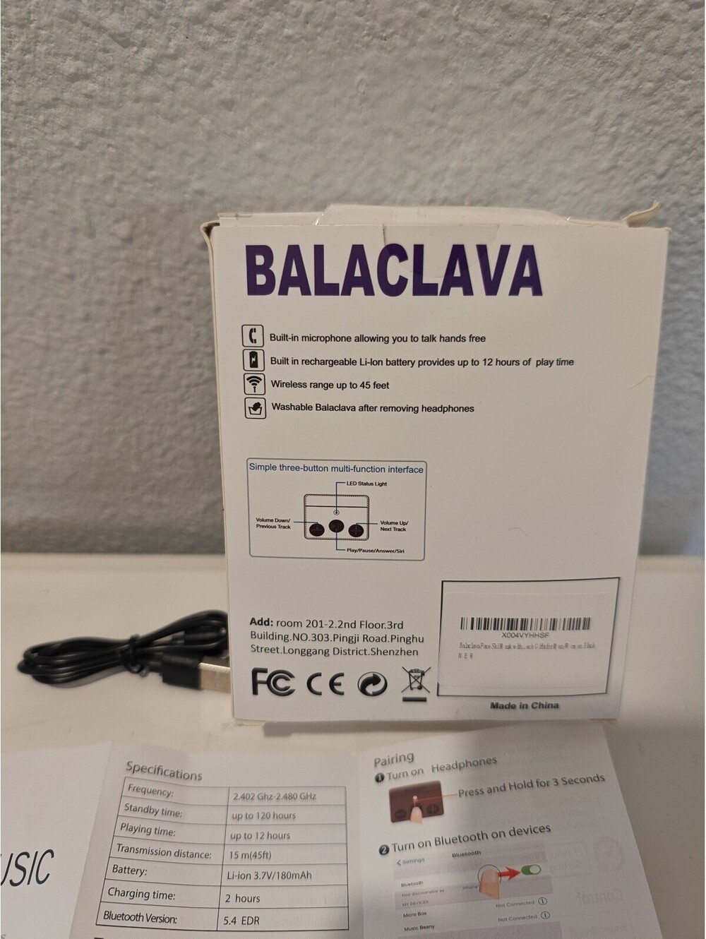 Balaclava Wireless Headphones with Built-in Microphone and 3 - Picture 2 of 2